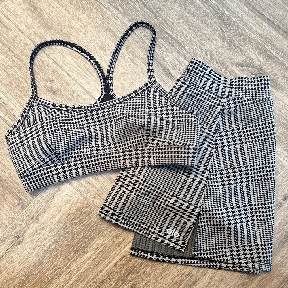 JACQUARD GLENPLAID GRATITUDE BRA/SKIRT- TITANIUM/BLACK